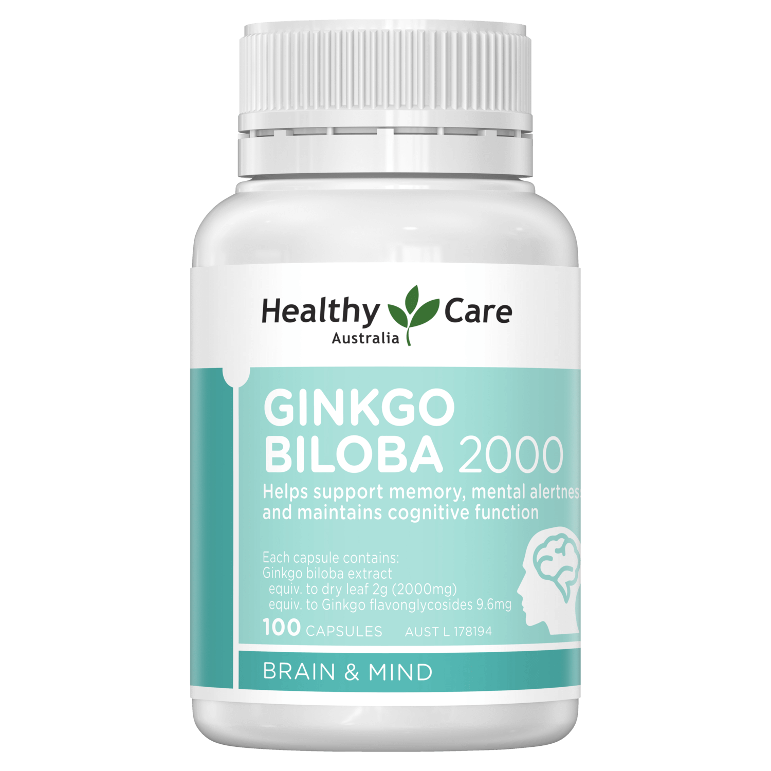 Bổ Não Úc Healthy Care Ginkgo Biloba 2000mg 100 Viên Chính Hãng